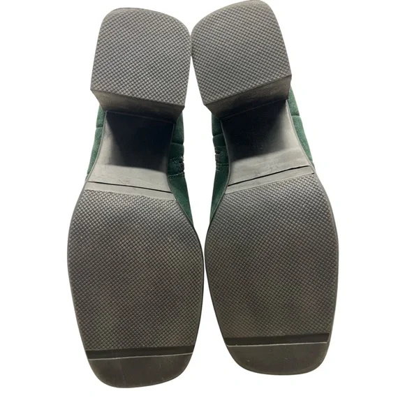White Mountain Ankle Boots Women 7.5 Green Suede Leather Block Heel Zip Closure - Picture 11 of 11